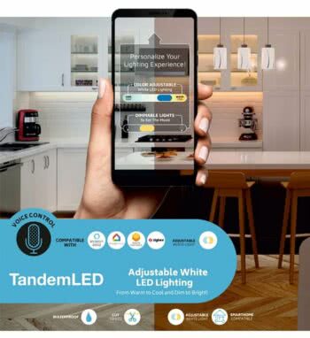 The Task Lighting WAV Smart Control system and control lights via a smartphone app or voice command